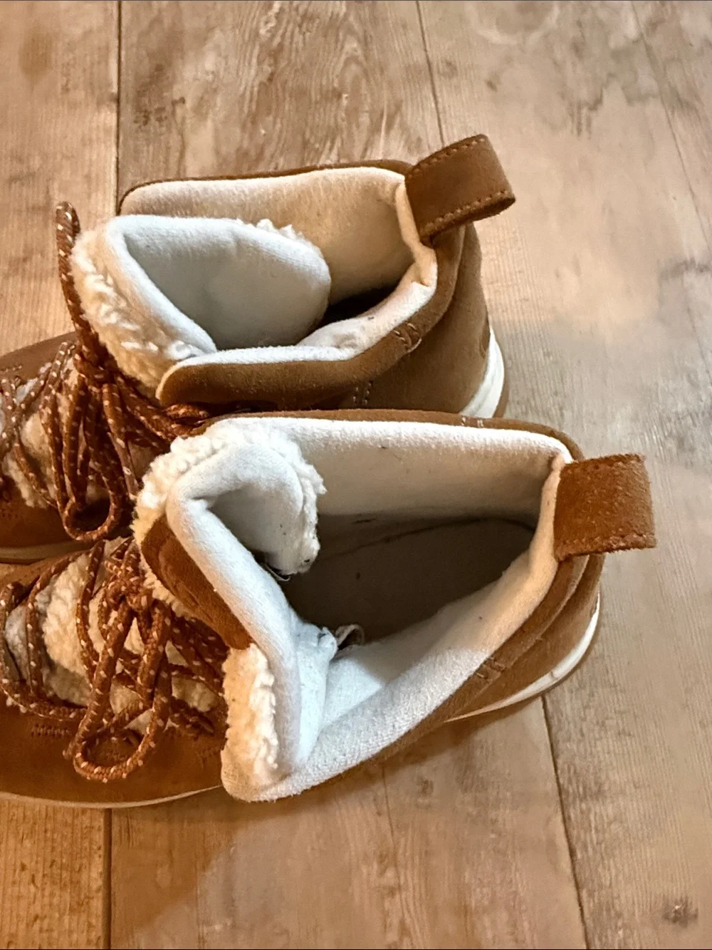 UGG Chestnut Suede Lace-Up Winter Boot with Shearling Trim